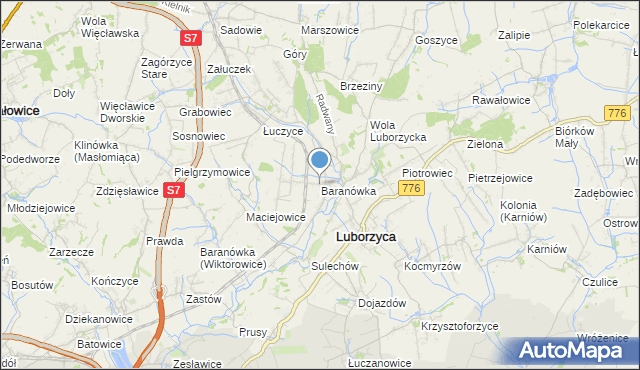 mapa Baranówka, Baranówka gmina Kocmyrzów-Luborzyca na mapie Targeo