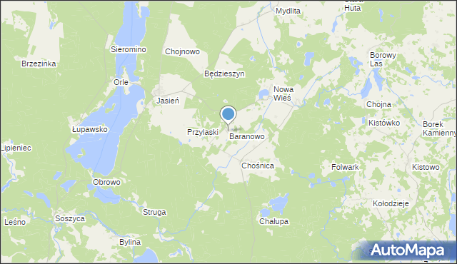 mapa Baranowo, Baranowo gmina Parchowo na mapie Targeo