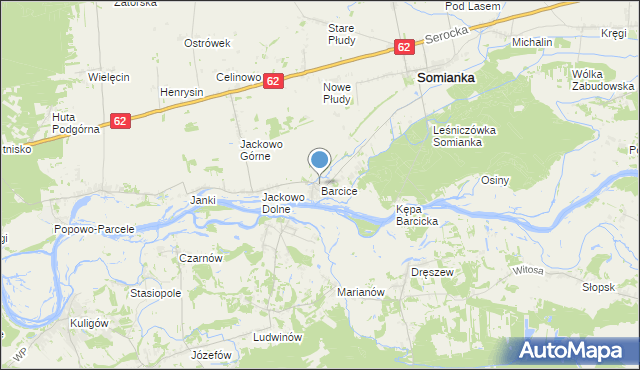 mapa Barcice, Barcice gmina Somianka na mapie Targeo