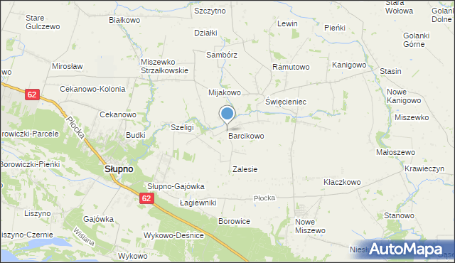 mapa Barcikowo, Barcikowo gmina Słupno na mapie Targeo
