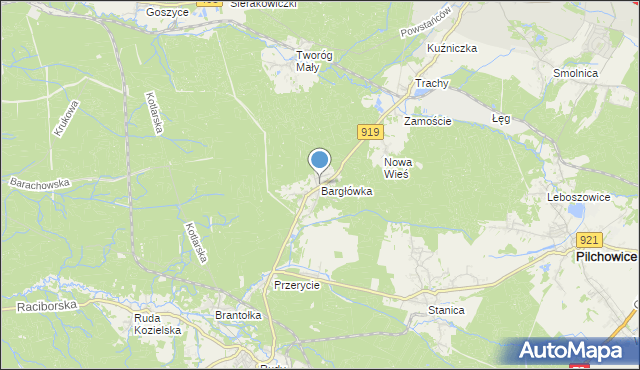 mapa Bargłówka, Bargłówka gmina Sośnicowice na mapie Targeo