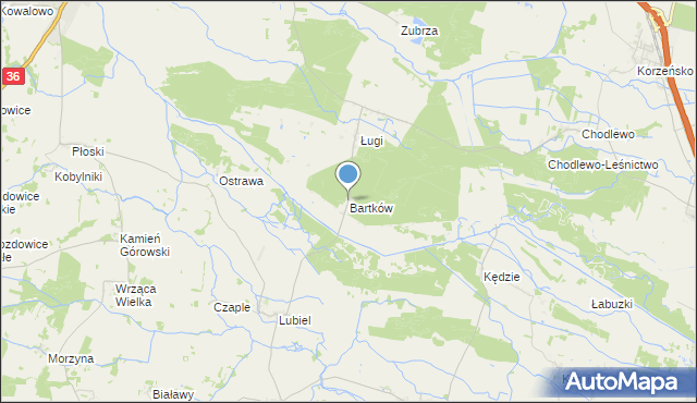 mapa Bartków, Bartków gmina Wąsosz na mapie Targeo