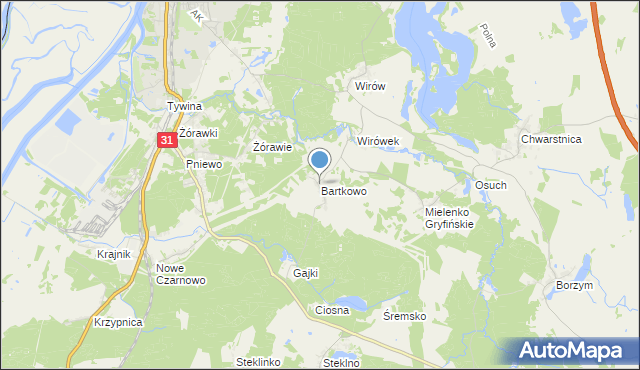 mapa Bartkowo, Bartkowo na mapie Targeo