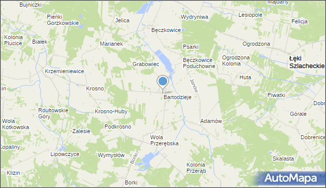 mapa Bartodzieje, Bartodzieje gmina Masłowice na mapie Targeo