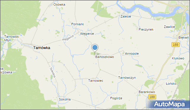 mapa Bartoszkowo, Bartoszkowo na mapie Targeo