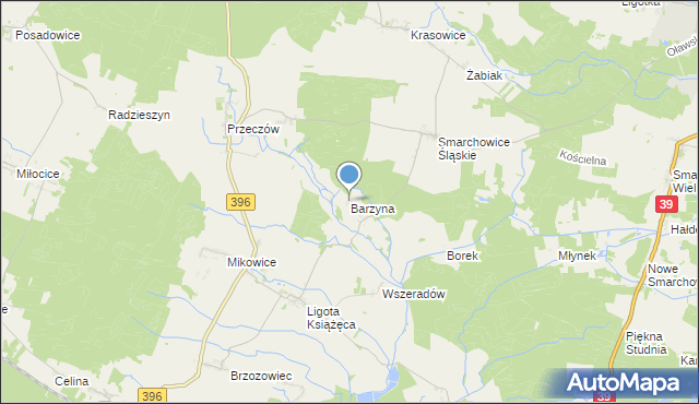 mapa Barzyna, Barzyna gmina Namysłów na mapie Targeo