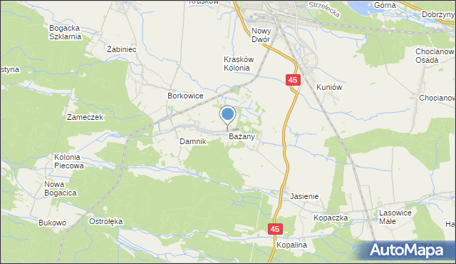 mapa Bażany, Bażany na mapie Targeo