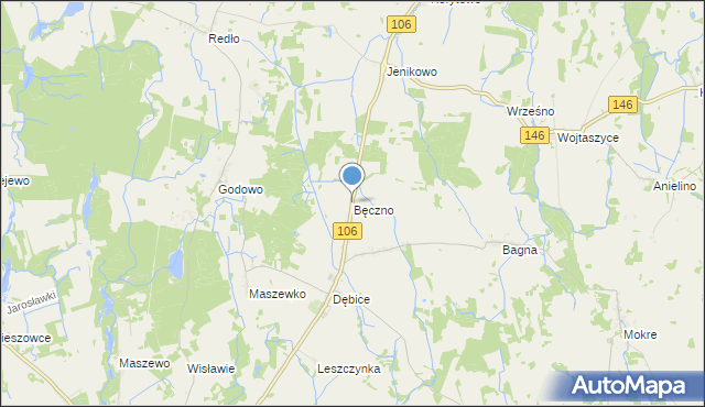 mapa Bęczno, Bęczno na mapie Targeo