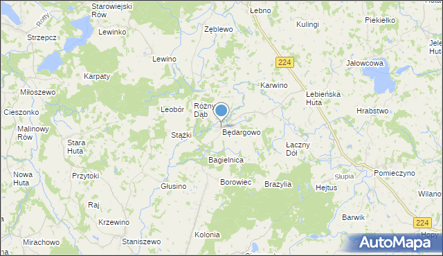 mapa Będargowo, Będargowo gmina Szemud na mapie Targeo