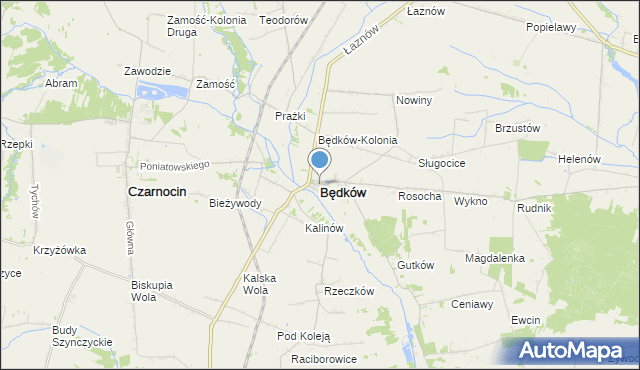 mapa Będków, Będków powiat tomaszowski na mapie Targeo