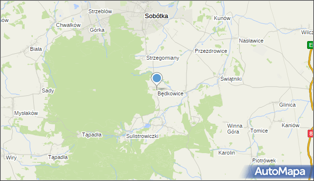 mapa Będkowice, Będkowice gmina Sobótka na mapie Targeo