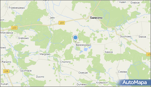 mapa Będzieszewo, Będzieszewo gmina Świerzno na mapie Targeo