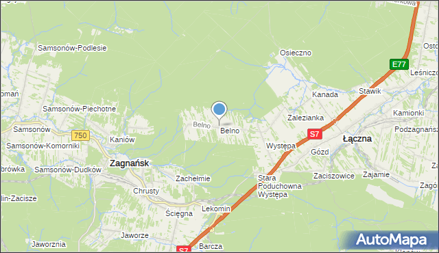mapa Belno, Belno gmina Zagnańsk na mapie Targeo