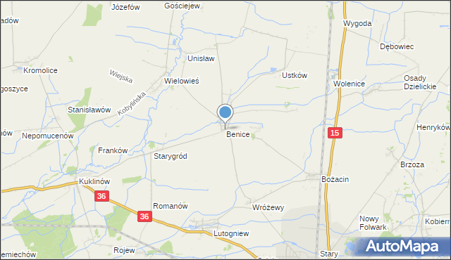 mapa Benice, Benice gmina Krotoszyn na mapie Targeo