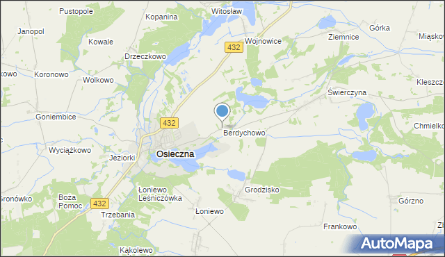 mapa Berdychowo, Berdychowo gmina Osieczna na mapie Targeo