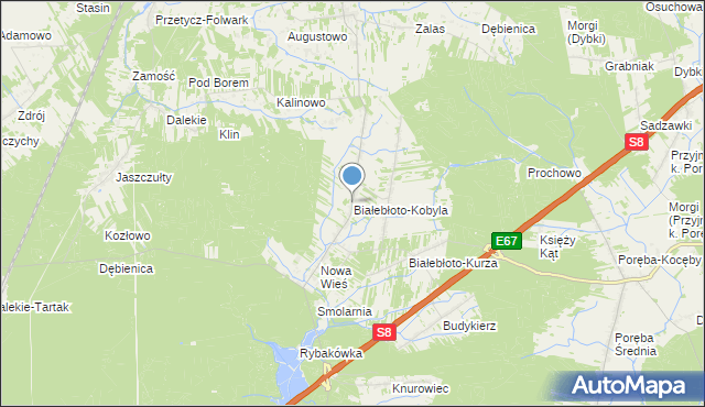 mapa Białebłoto-Kobyla, Białebłoto-Kobyla na mapie Targeo