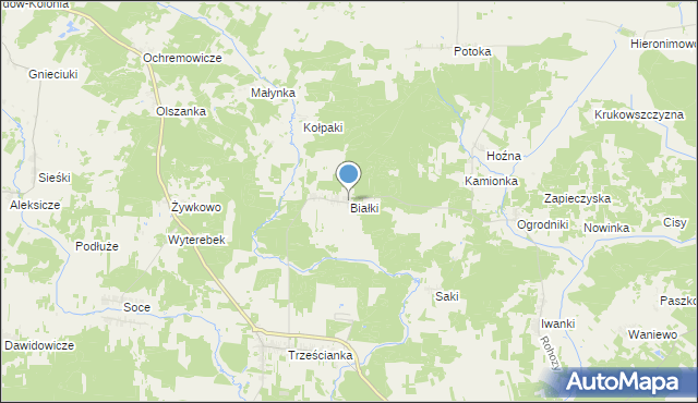 mapa Białki, Białki gmina Narew na mapie Targeo