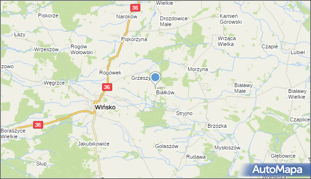 mapa Białków, Białków gmina Wińsko na mapie Targeo