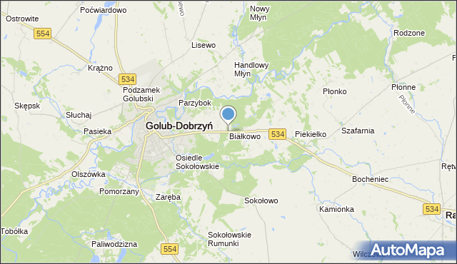 mapa Białkowo, Białkowo gmina Golub-Dobrzyń na mapie Targeo