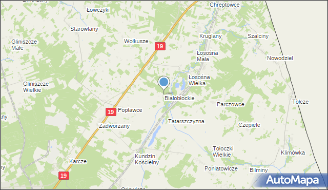 mapa Białobłockie, Białobłockie na mapie Targeo