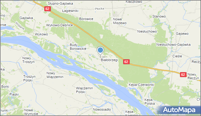 mapa Białobrzegi, Białobrzegi gmina Bodzanów na mapie Targeo