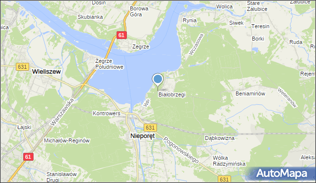 mapa Białobrzegi, Białobrzegi gmina Nieporęt na mapie Targeo