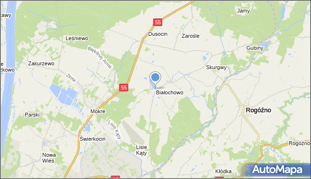 mapa Białochowo, Białochowo na mapie Targeo