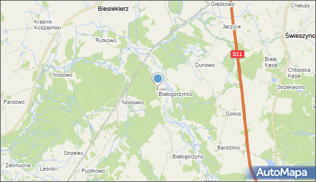 mapa Białogórzynko, Białogórzynko na mapie Targeo