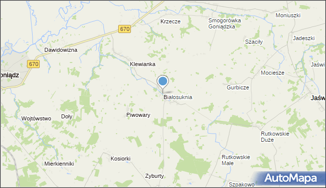 mapa Białosuknia, Białosuknia na mapie Targeo