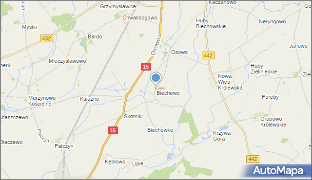 mapa Biechowo, Biechowo gmina Miłosław na mapie Targeo