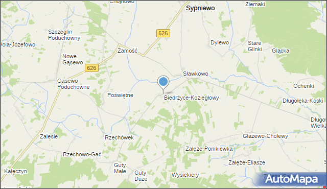 mapa Biedrzyce-Koziegłowy, Biedrzyce-Koziegłowy na mapie Targeo