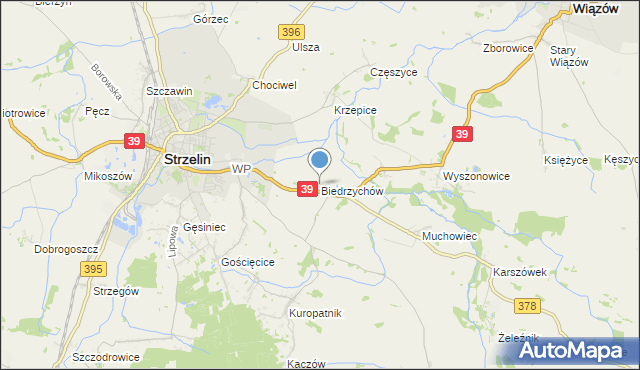 mapa Biedrzychów, Biedrzychów gmina Strzelin na mapie Targeo