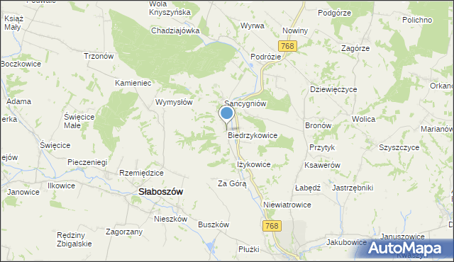 mapa Biedrzykowice, Biedrzykowice na mapie Targeo
