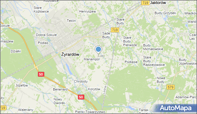 mapa Bieganów, Bieganów gmina Jaktorów na mapie Targeo
