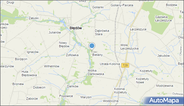mapa Bielany, Bielany gmina Błędów na mapie Targeo