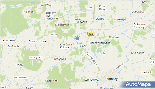 mapa Bielany, Bielany gmina Łomazy na mapie Targeo