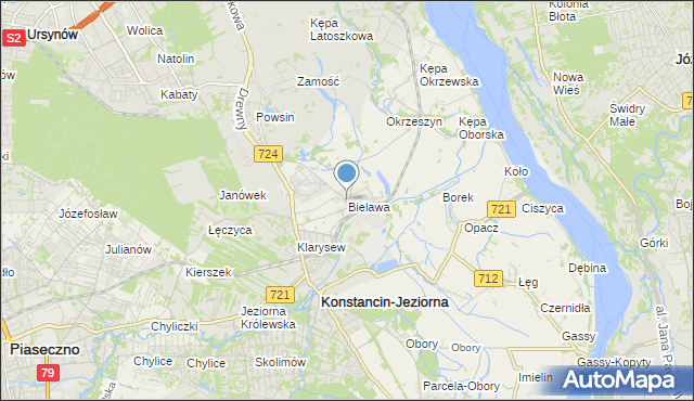mapa Bielawa, Bielawa gmina Konstancin-Jeziorna na mapie Targeo