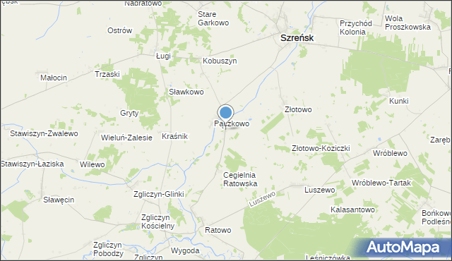 mapa Bielawy, Bielawy gmina Szreńsk na mapie Targeo