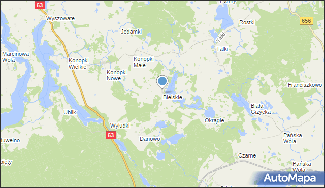 mapa Bielskie, Bielskie na mapie Targeo