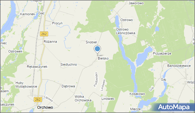 mapa Bielsko, Bielsko gmina Orchowo na mapie Targeo