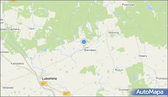 mapa Bieniewo, Bieniewo na mapie Targeo