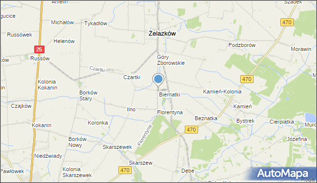 mapa Biernatki, Biernatki gmina Żelazków na mapie Targeo