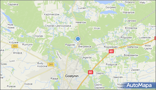 mapa Bierzewice, Bierzewice na mapie Targeo