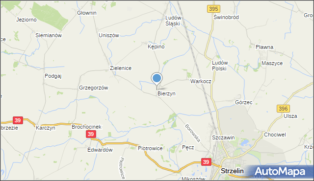 mapa Bierzyn, Bierzyn gmina Strzelin na mapie Targeo