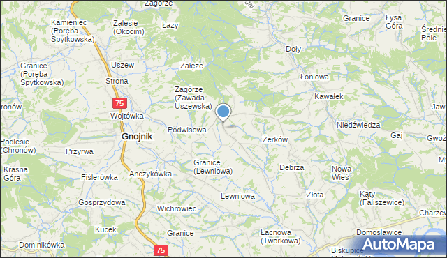 mapa Biesiadki, Biesiadki gmina Gnojnik na mapie Targeo