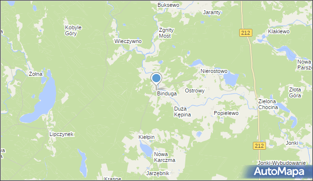 mapa Binduga, Binduga gmina Konarzyny na mapie Targeo