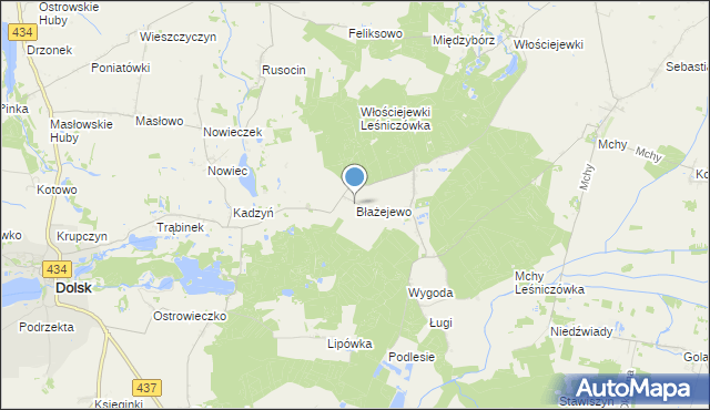 mapa Błażejewo, Błażejewo gmina Dolsk na mapie Targeo