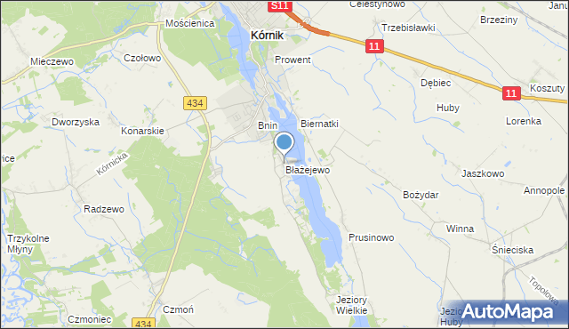 mapa Błażejewo, Błażejewo gmina Kórnik na mapie Targeo