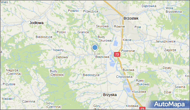 mapa Błażkowa, Błażkowa gmina Brzyska na mapie Targeo