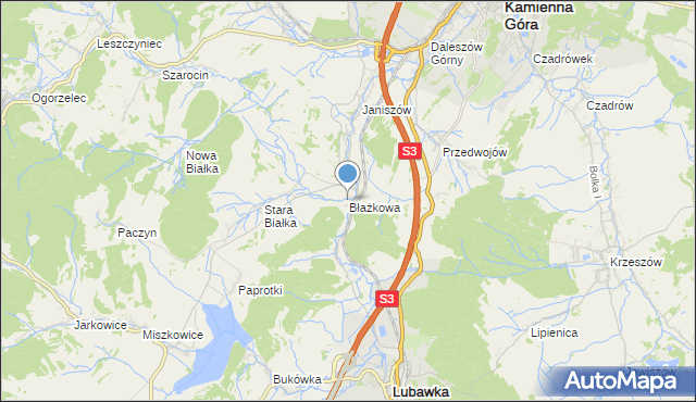 mapa Błażkowa, Błażkowa gmina Lubawka na mapie Targeo